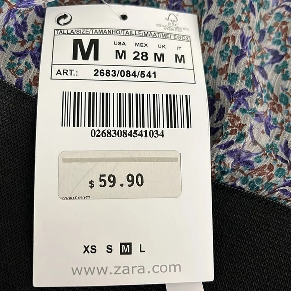 Zara Basic 100% Silk Bubble Hem Sleeveless Floral Dress - NEW - Size Medium - Picture 10 of 10